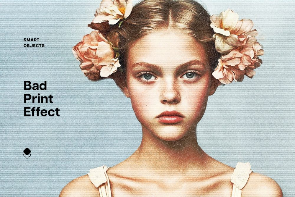 故障颗粒燥点复印打印照片效果PS特效滤镜样机 Colored Bad Print Photo Effect 插件预设 sucaiwan.com