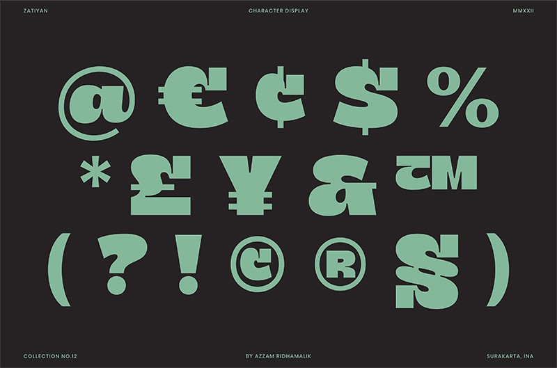 Zatiyan粗线逆反差英文字体 , sucaiwan.com