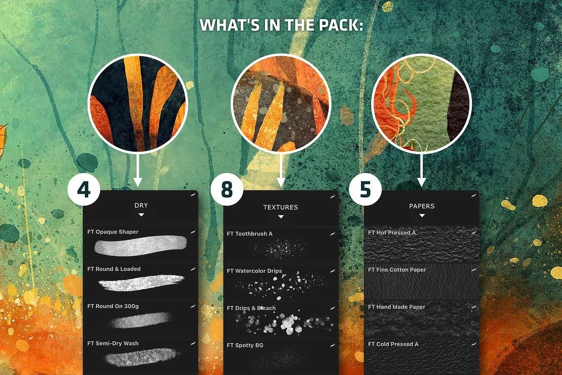 30+水彩绘本插画Procreate笔刷套装 , sucaiwan.com