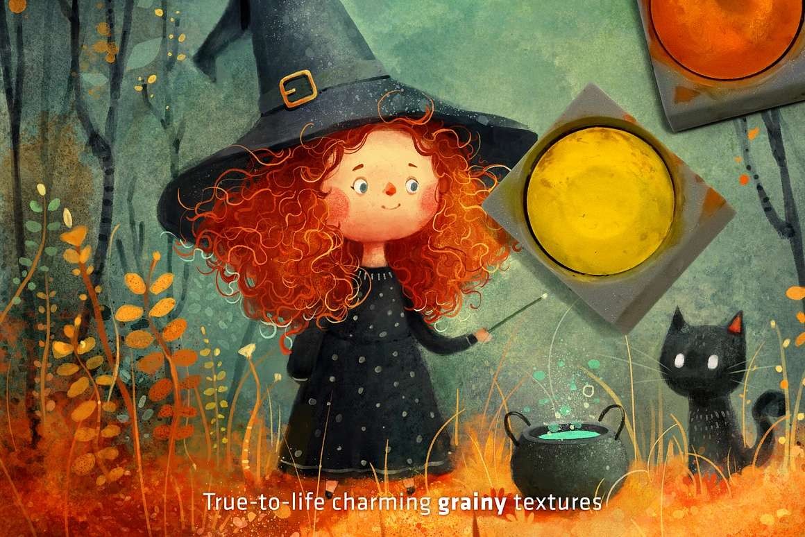 30+水彩绘本插画Procreate笔刷套装 , sucaiwan.com