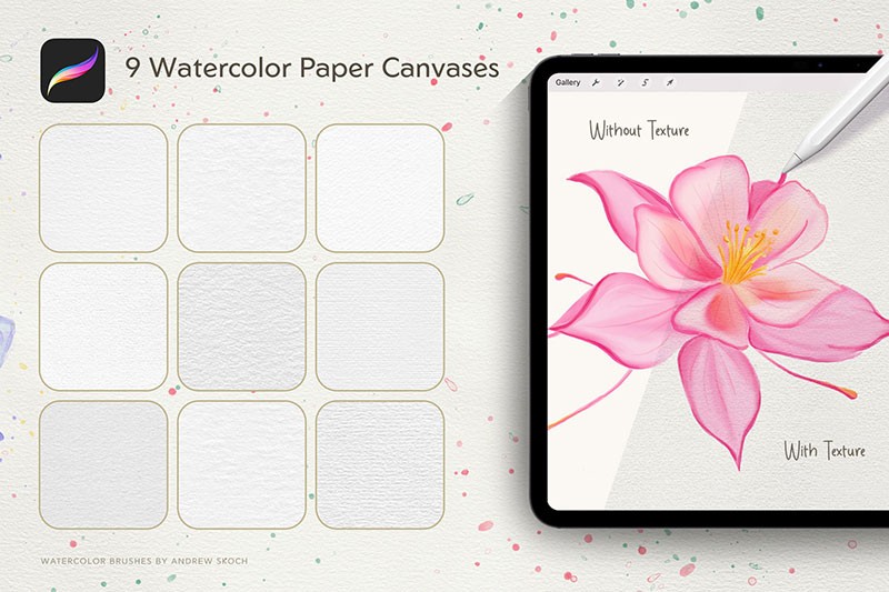 30+逼真的水彩效果Procreate笔刷套装 , sucaiwan.com
