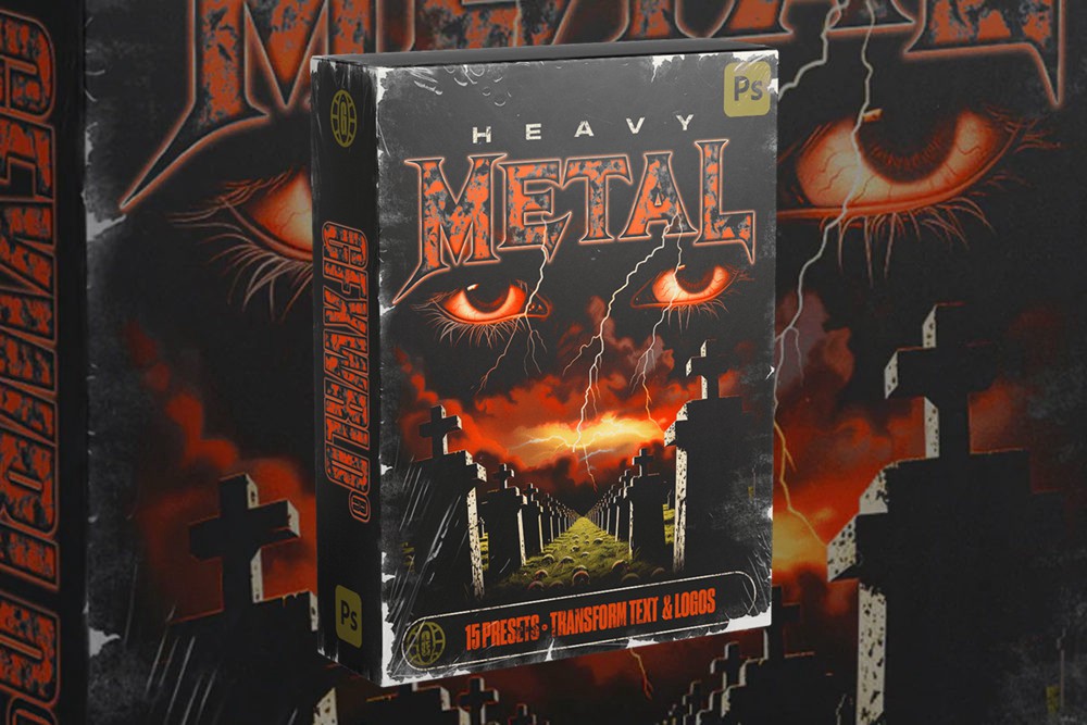80年代复古3D立体重金属电音摇滚说唱艺术徽标LOGO标题设计PS样式素材 GFXWRLD – HEAVY METAL TEXT STYLES PACK (VOL. 1) 插件预设 第1张-素材湾丨精选海外优质设计素材资源 80年代复古3D立体重金属电音摇滚说唱艺术徽标LOGO标题设计PS样式素材 GFXWRLD – HEAVY METAL TEXT STYLES PACK (VOL. 1) 插件预设 sucaiwan.com