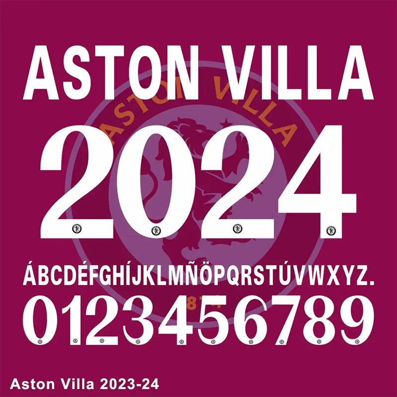 阿斯顿维拉 2023-2024 球衣字体下载 , sucaiwan.com