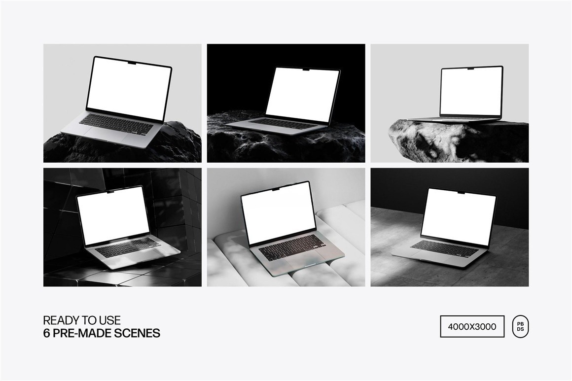 6款苹果MacBook Air笔记本电脑网站UI海报PS展示贴图样机MOCKUP模板 MacBook Air Mockup Set 样机素材 sucaiwan.com