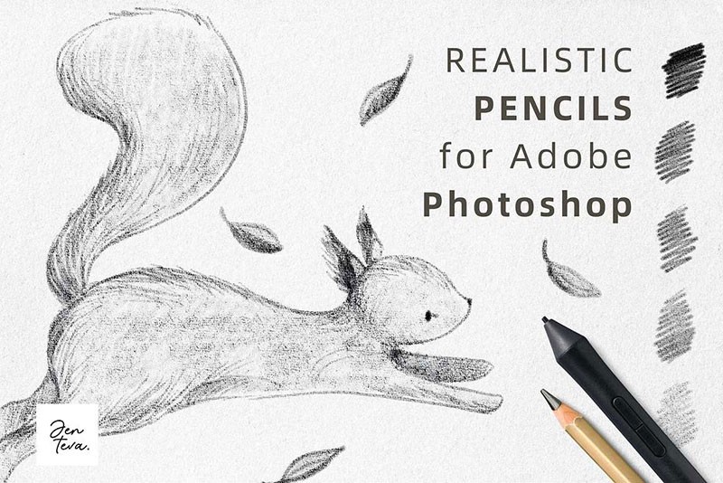 超写实！素描专用铅笔效果PS笔刷 , sucaiwan.com