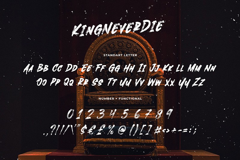 KingNeverDie 潮流英文手刷字体 , sucaiwan.com