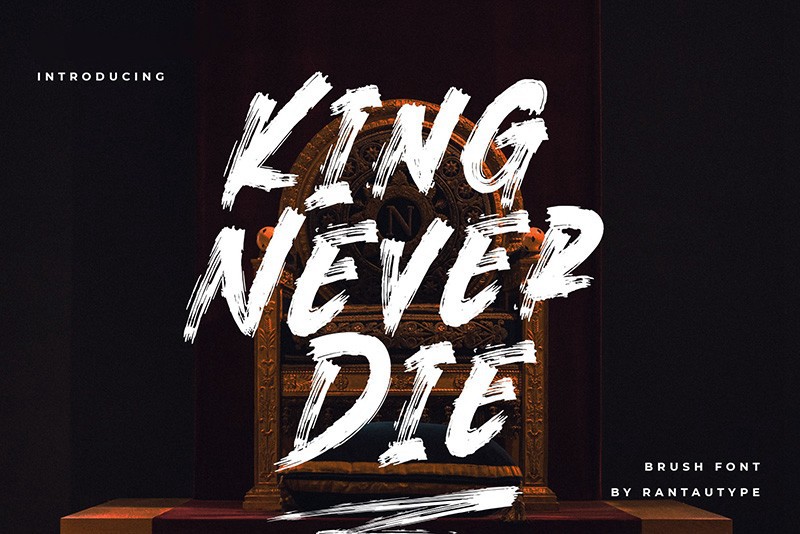 KingNeverDie 潮流英文手刷字体 , sucaiwan.com