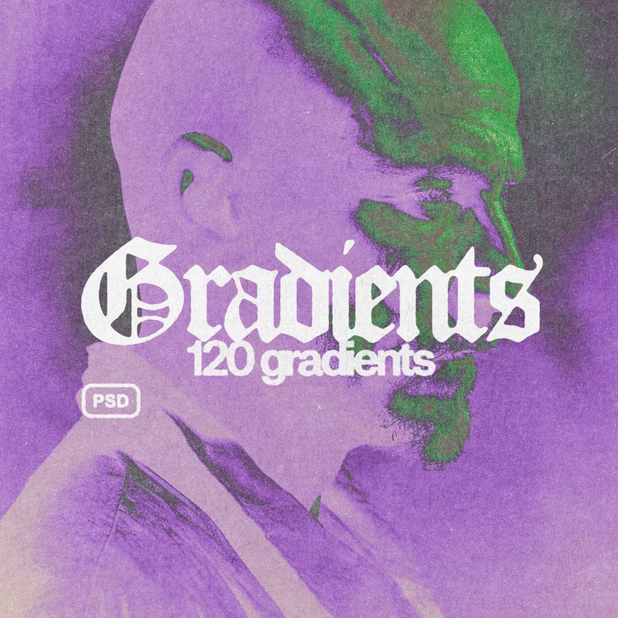 120+款未来主义酸性炫彩热像仪抽象潮流渐变PS色板色彩预设设计素材 Gradient Map Pack 插件预设 sucaiwan.com