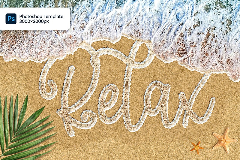 沙滩海滩文字效果图层样式PSD , sucaiwan.com