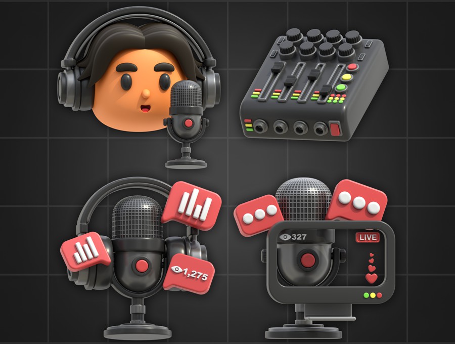 20款高级音乐赛事新闻播音演讲话筒耳机3D图标设计PNG/OBJ/FBX格式素材 3D Icon Podcast 图标素材 第2张-素材湾丨精选海外优质设计素材资源 20款高级音乐赛事新闻播音演讲话筒耳机3D图标设计PNG/OBJ/FBX格式素材 3D Icon Podcast 图标素材 sucaiwan.com