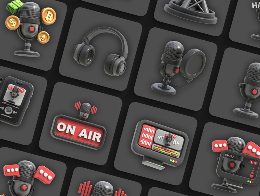 20款高级音乐赛事新闻播音演讲话筒耳机3D图标设计PNG/OBJ/FBX格式素材 3D Icon Podcast 图标素材 第6张-素材湾丨精选海外优质设计素材资源 20款高级音乐赛事新闻播音演讲话筒耳机3D图标设计PNG/OBJ/FBX格式素材 3D Icon Podcast 图标素材 sucaiwan.com