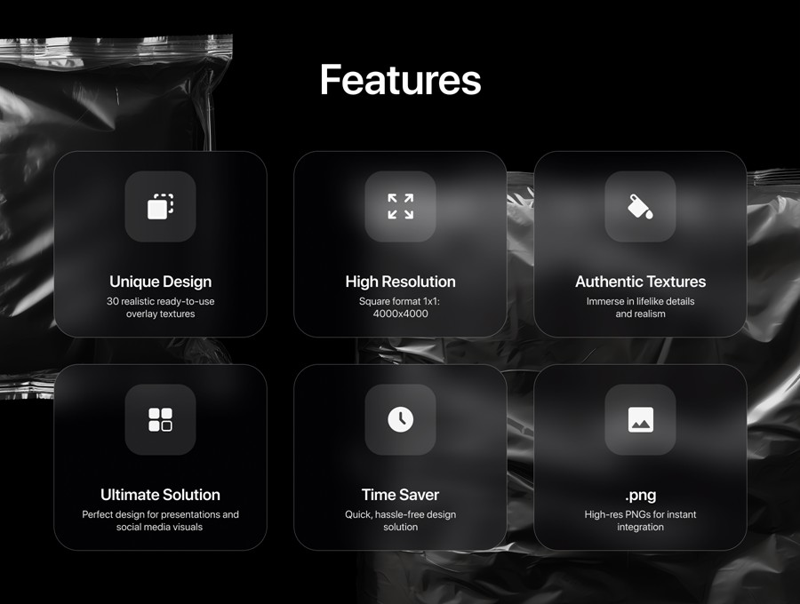 30款高清充气膨胀透明塑料保鲜膜塑料袋PNG免扣叠加背景肌理元素套装 Plastic Wrap Overlay Textures , sucaiwan.com