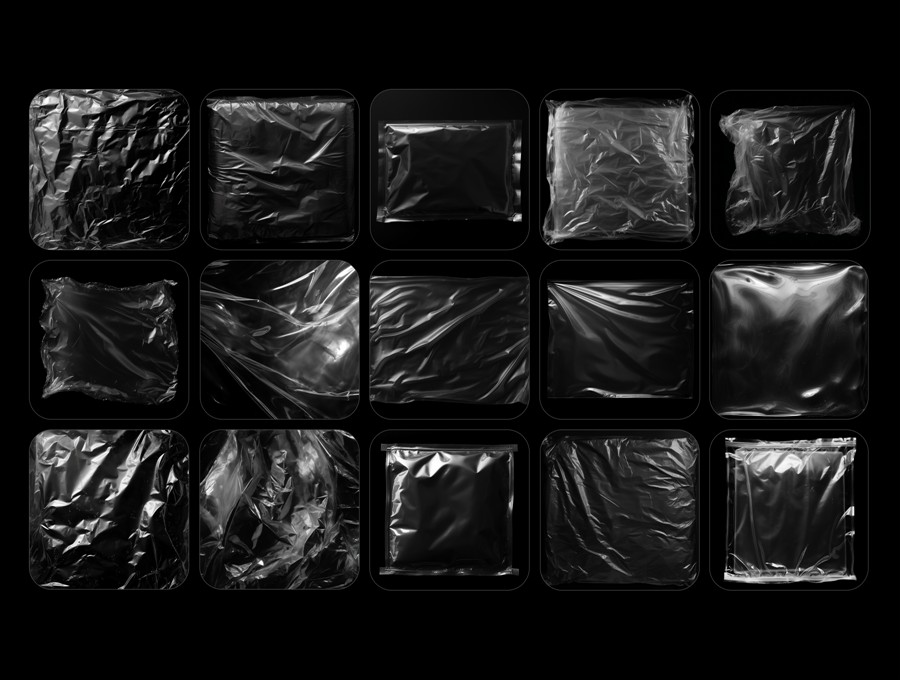 30款高清充气膨胀透明塑料保鲜膜塑料袋PNG免扣叠加背景肌理元素套装 Plastic Wrap Overlay Textures , sucaiwan.com