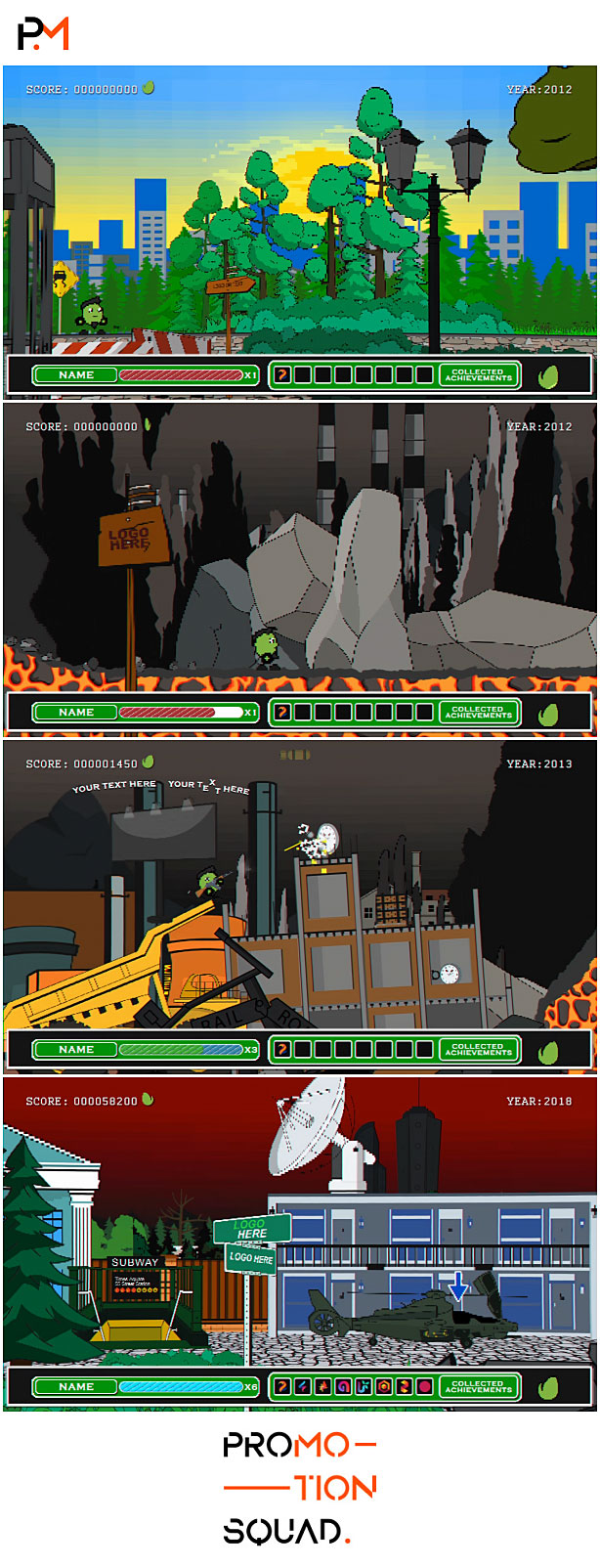 AE模板：复古趣味卡通横版8位像素风游戏场景动画故事片头片尾 Retro Gameplay – 8-bit 16-bit , sucaiwan.com