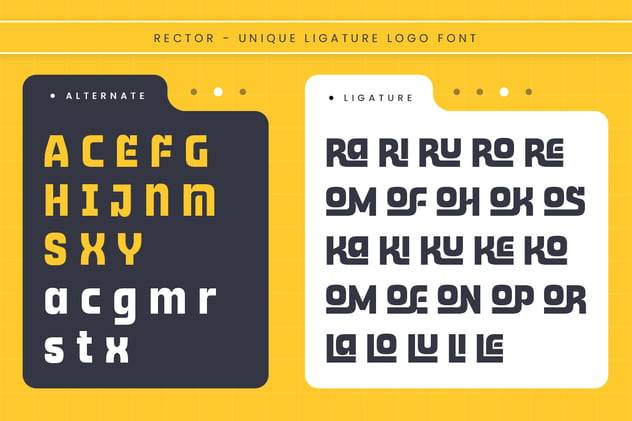 未来时尚科技品牌游戏徽标设计无衬线英文字体安装包 Rector – Unique Ligature Sci-fi Futuristic Font 设计素材 sucaiwan.com