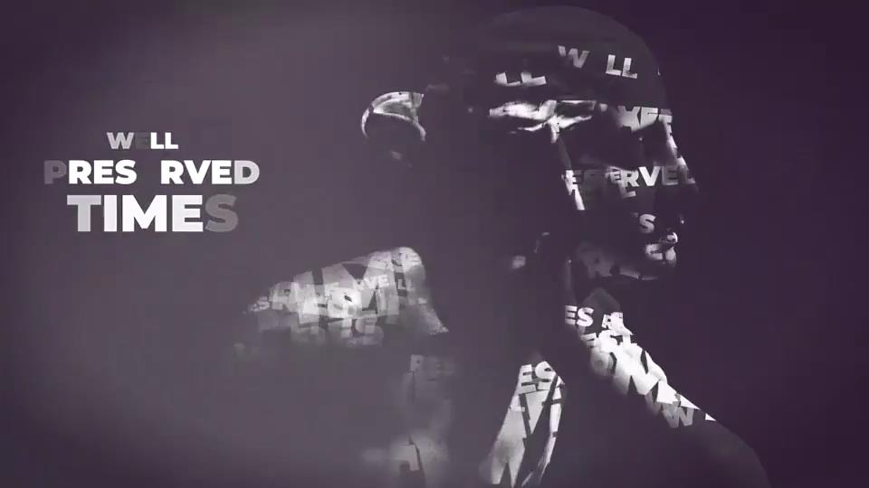 AE/PR/FCPX模板：黑白艺术品3d人物肖像投影文字云汇聚效果开场片头 , sucaiwan.com