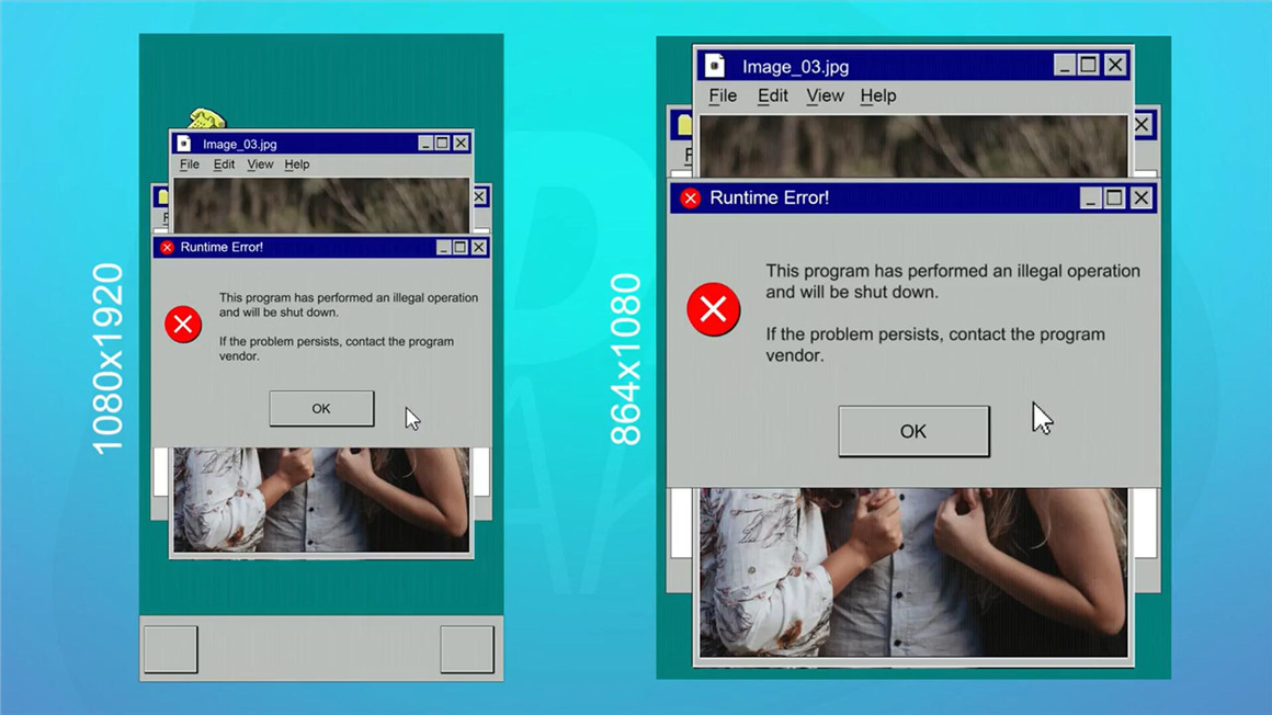 PR模板：复古美学WIN95旧计算机照片依次选择窗口提示页蓝屏死机弹窗展示片头 , sucaiwan.com