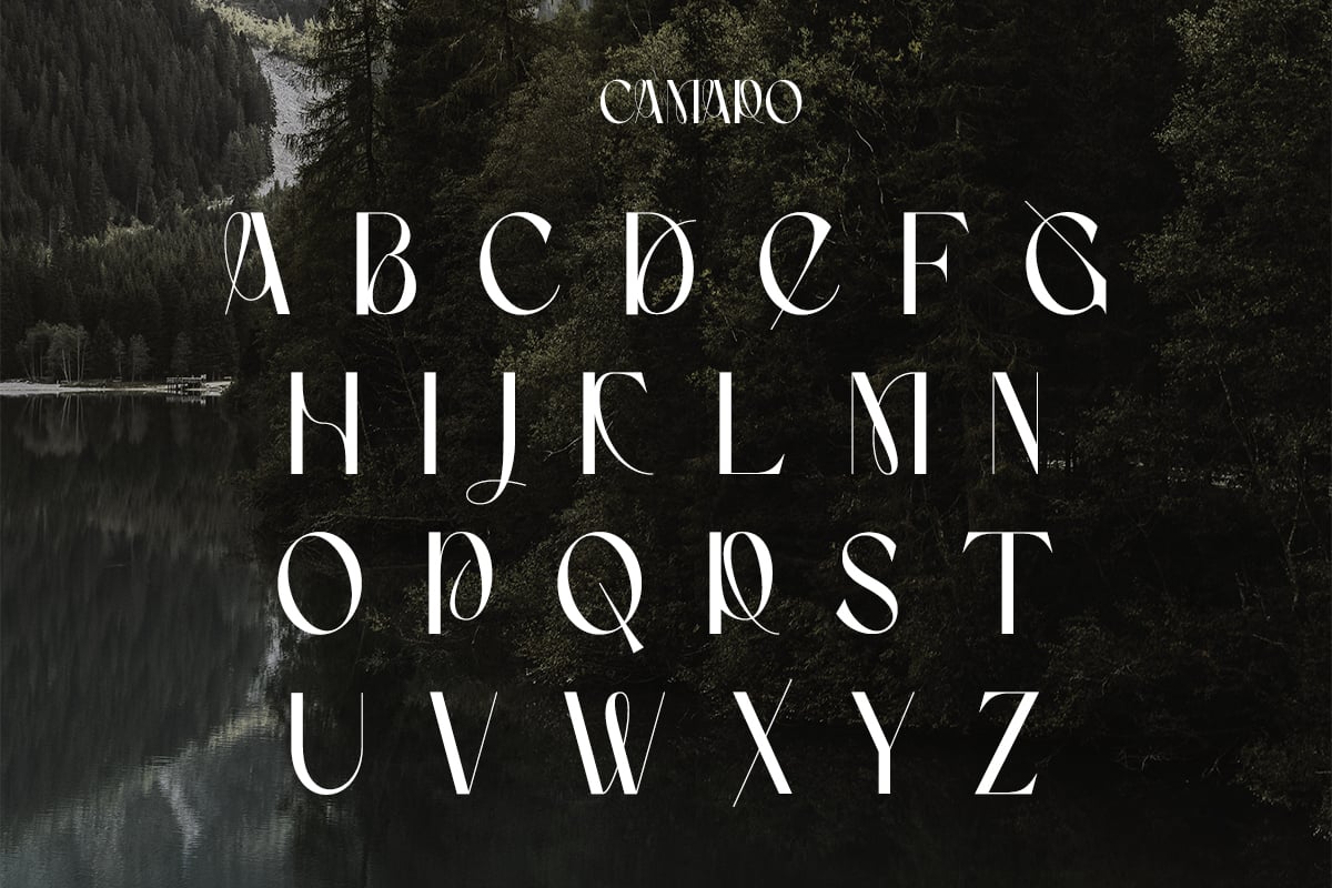 英文字体：优雅纤细简约尖锐品牌海报标题logo排版衬线英文字体 Camaro Stylish Display , sucaiwan.com