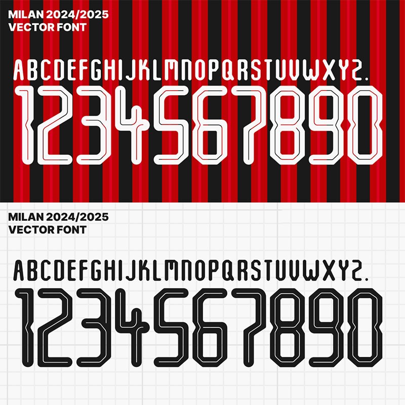 AC米兰 2024-2025 球衣字体下载 , sucaiwan.com