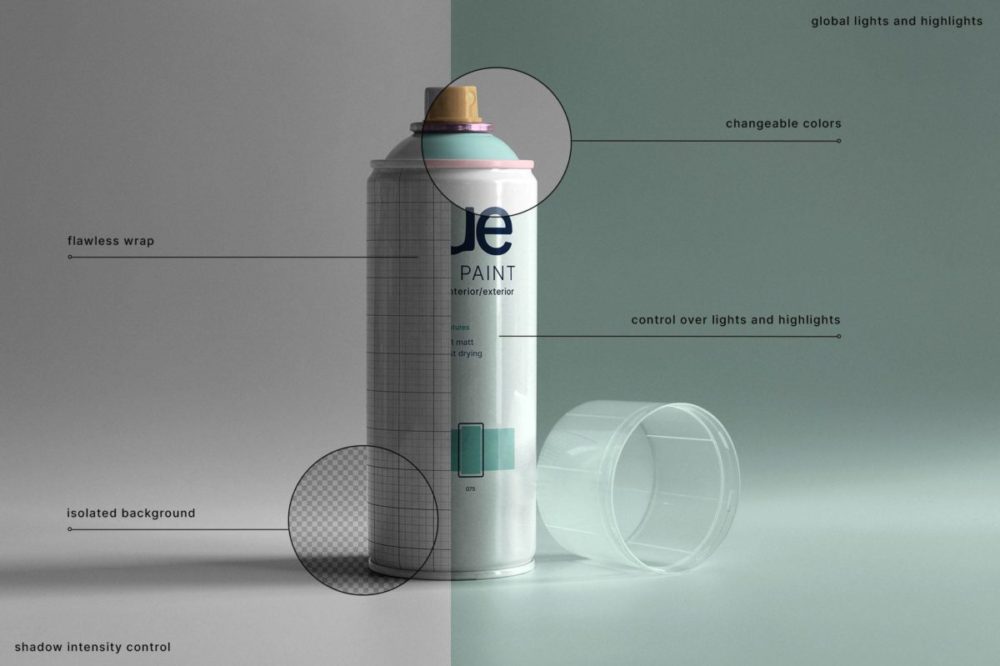 逼真杀虫剂喷漆按压瓶包装瓶外观贴图设计PS展示样机模板素材 Spray Paint Mockup 样机素材 sucaiwan.com
