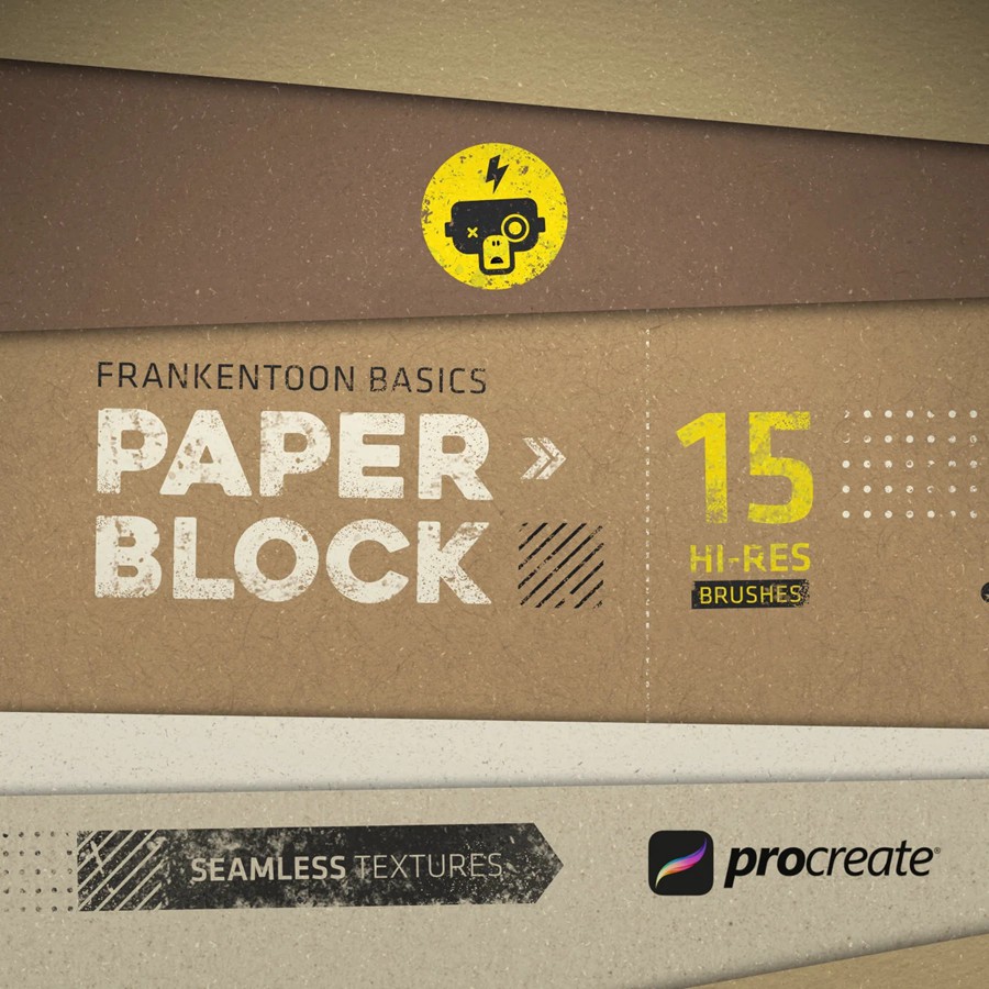 15款真实无缝隙纸张背景纹理模拟艺术绘画Procreate笔刷画笔设计素材 Paper Block Brush Pack for Procreate 笔刷资源 sucaiwan.com
