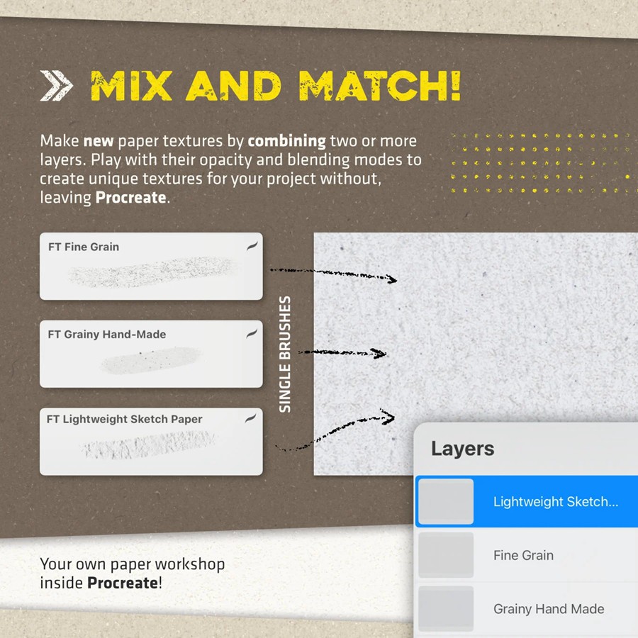 15款真实无缝隙纸张背景纹理模拟艺术绘画Procreate笔刷画笔设计素材 Paper Block Brush Pack for Procreate 笔刷资源 sucaiwan.com