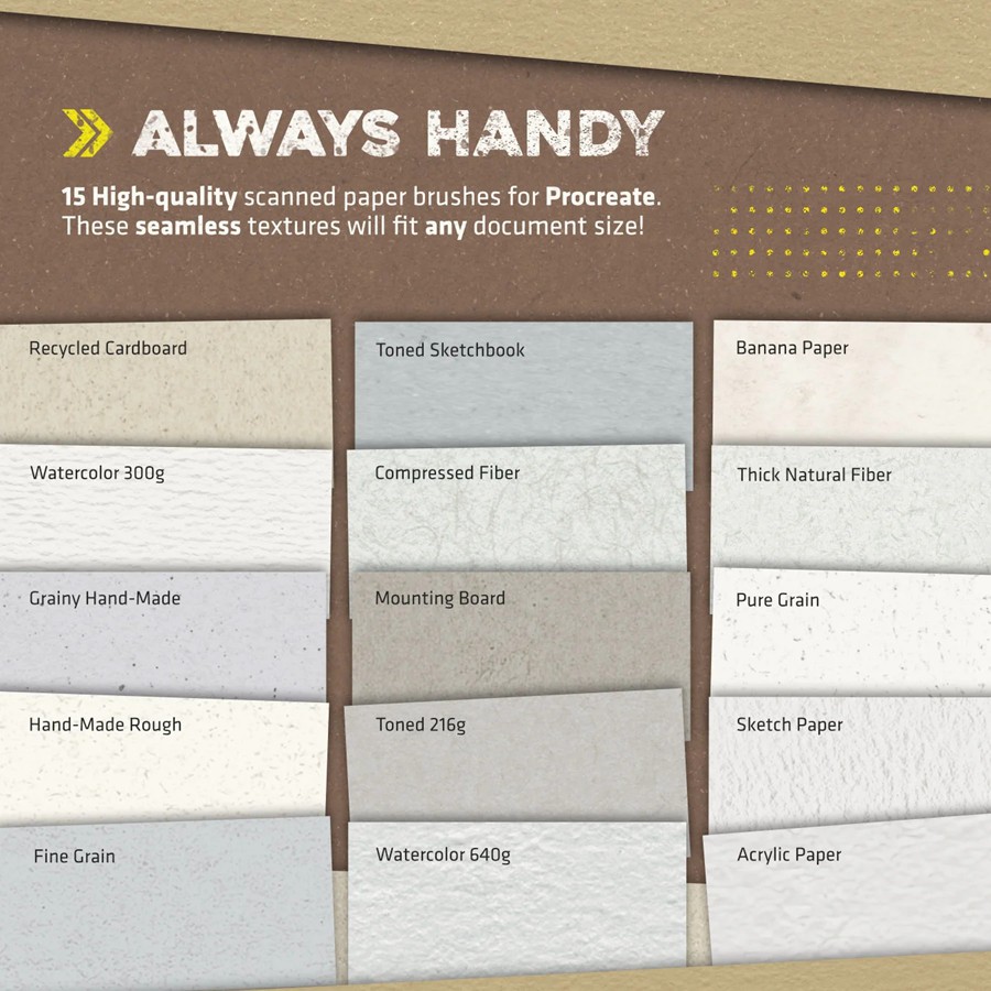 15款真实无缝隙纸张背景纹理模拟艺术绘画Procreate笔刷画笔设计素材 Paper Block Brush Pack for Procreate 笔刷资源 sucaiwan.com