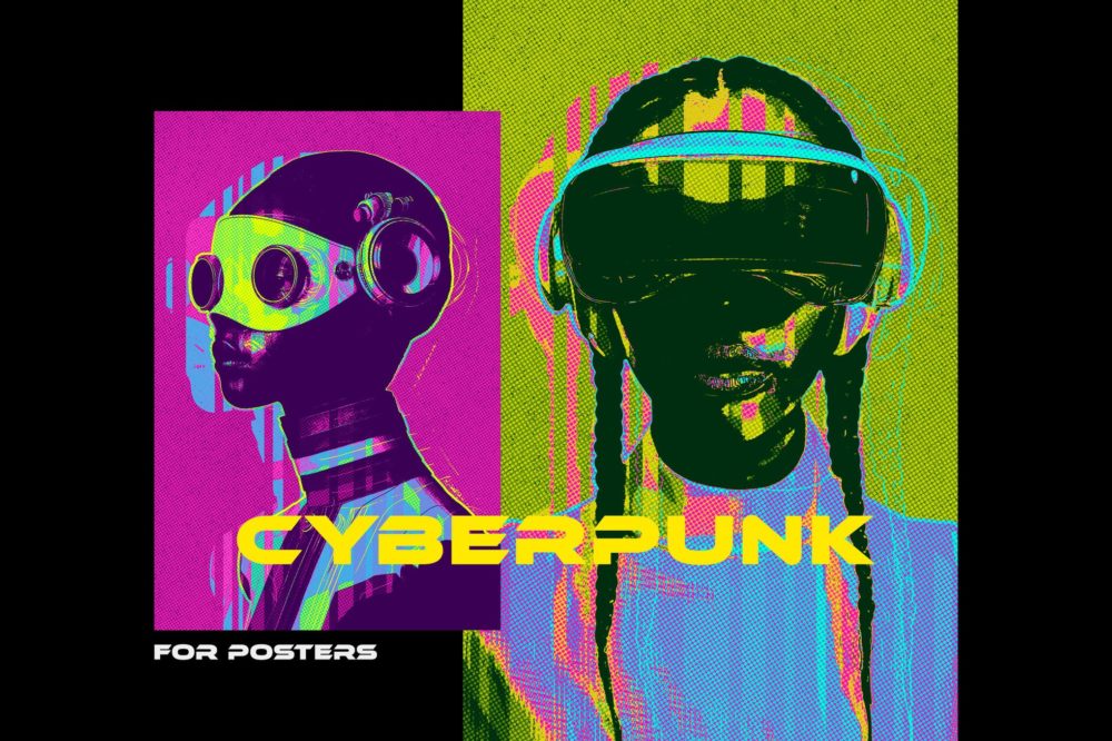 赛博朋克半色调未来科幻Riso打印海报照片效果PS特效滤镜样机 Cyberpunk Halftone Poster Photo Effect 插件预设 第1张-素材湾丨精选海外优质设计素材资源 赛博朋克半色调未来科幻Riso打印海报照片效果PS特效滤镜样机 Cyberpunk Halftone Poster Photo Effect 插件预设 sucaiwan.com
