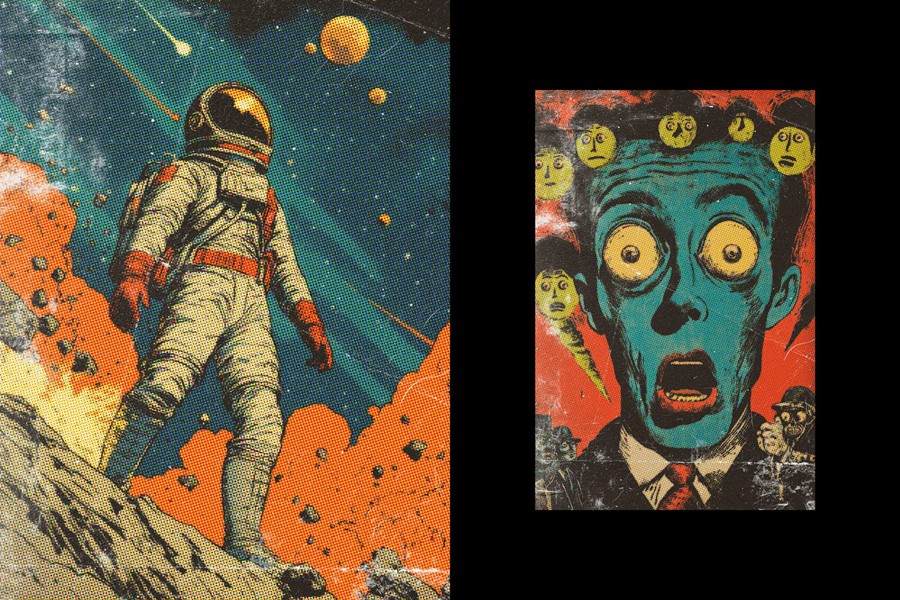 复古半色调Riso打印漫画照片效果PS特效滤镜样机 Retro Comic Photo Effect 插件预设 sucaiwan.com