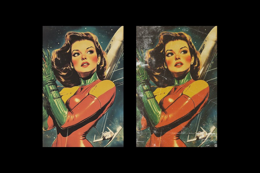 复古半色调Riso打印漫画照片效果PS特效滤镜样机 Retro Comic Photo Effect 插件预设 sucaiwan.com