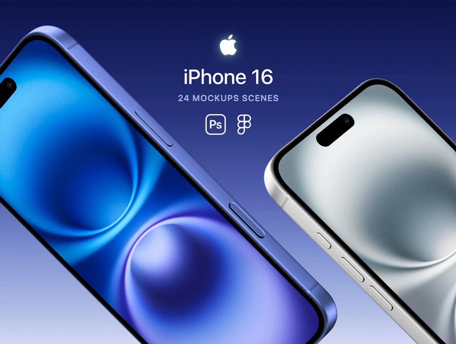 24款苹果iPhone 16手机UI界面设计展示效果图PS贴图样机模板素材 iPhone 16 – 24 Mockups Scenes 样机素材 sucaiwan.com