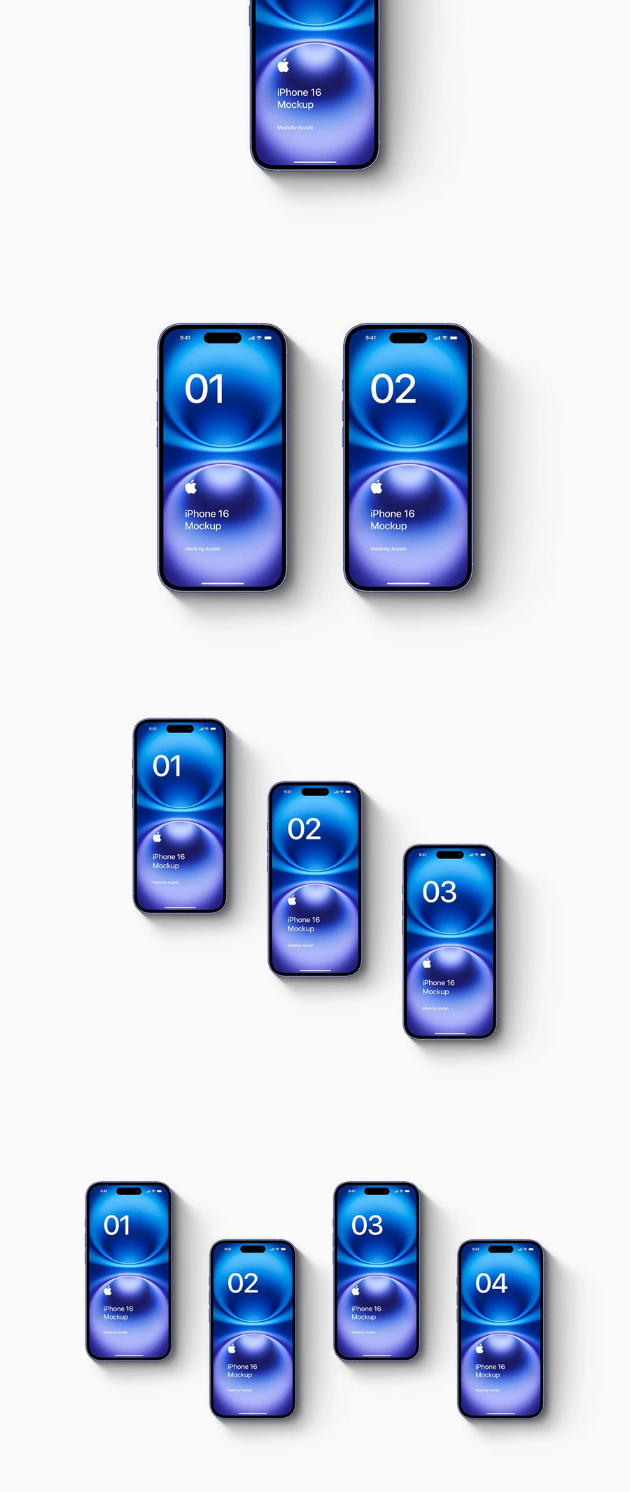 24款苹果iPhone 16手机UI界面设计展示效果图PS贴图样机模板素材 iPhone 16 – 24 Mockups Scenes 样机素材 sucaiwan.com