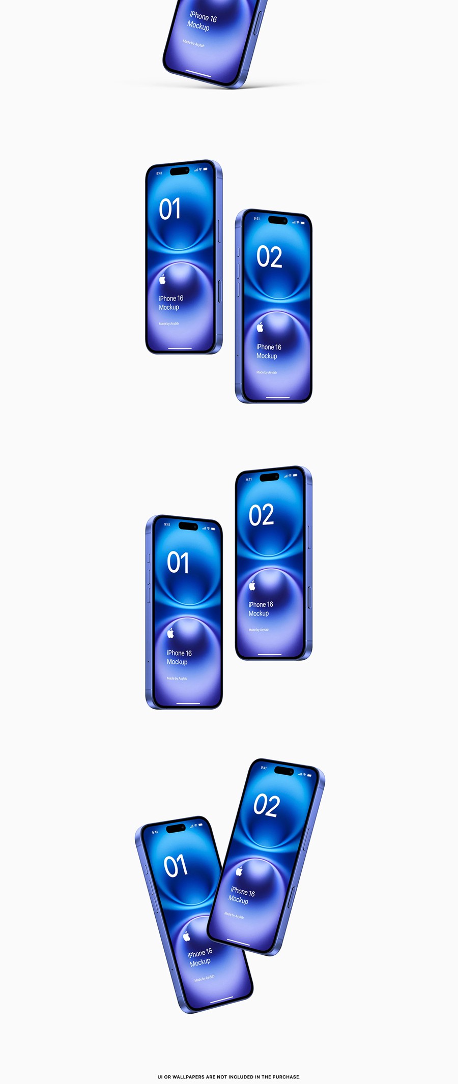 24款苹果iPhone 16手机UI界面设计展示效果图PS贴图样机模板素材 iPhone 16 – 24 Mockups Scenes 样机素材 sucaiwan.com