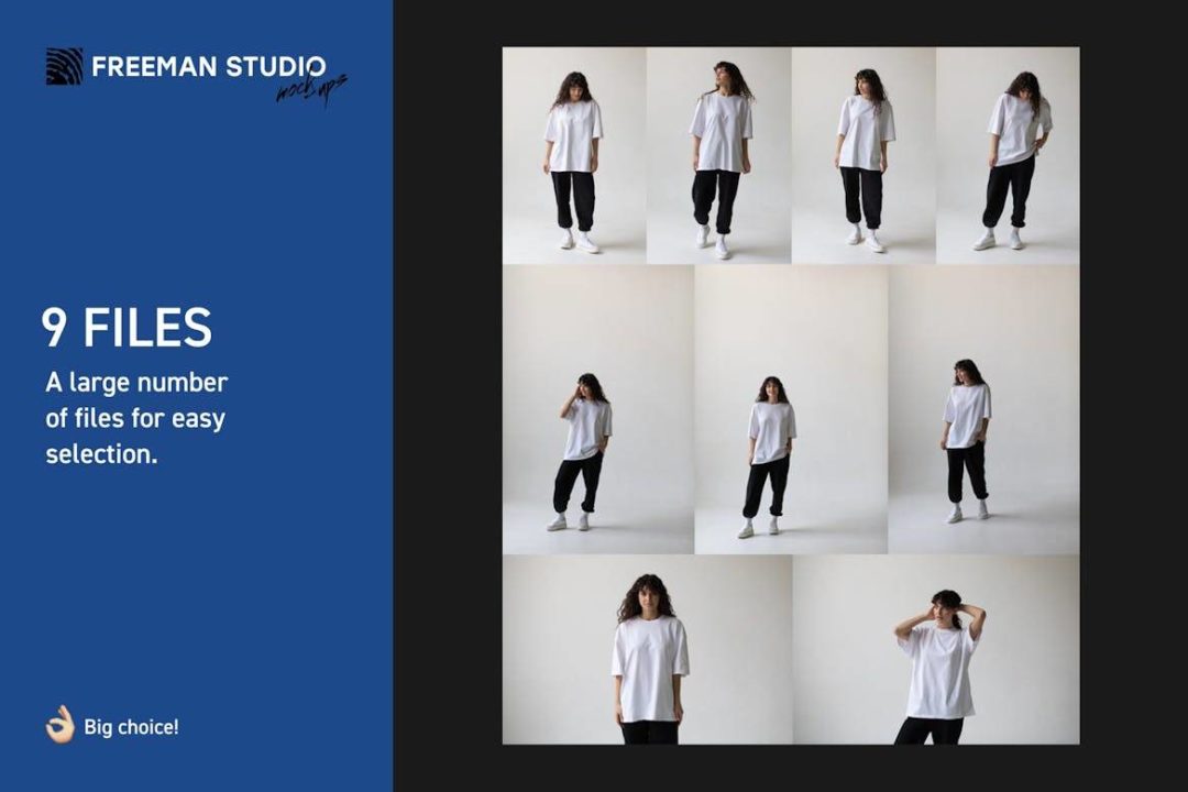 9款都市风女士超大半袖上衣T恤LOGO印花图案设计效果图展示贴图PSD样机模板源文件 T-Shirt Mock-Up Set 样机素材 sucaiwan.com