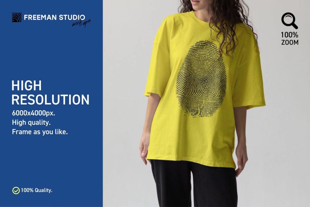 9款都市风女士超大半袖上衣T恤LOGO印花图案设计效果图展示贴图PSD样机模板源文件 T-Shirt Mock-Up Set 样机素材 sucaiwan.com