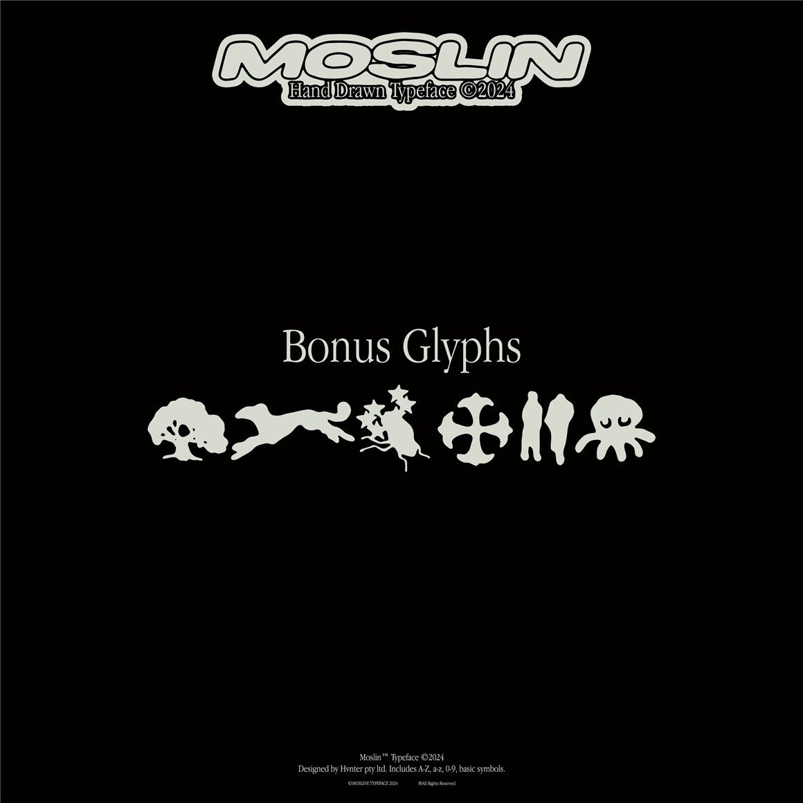 英文字体：复古趣味笨拙不规则手写圆润Y2K创意海报标题logo徽标设计无衬线字体 HVNTER - Moslin Typeface , sucaiwan.com