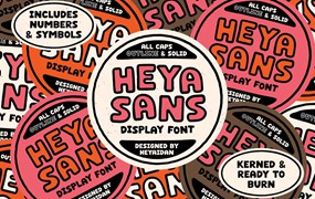 HEYA Sans | All Caps Display Font 趣味海报T恤插图贴纸设计装饰无衬线字体