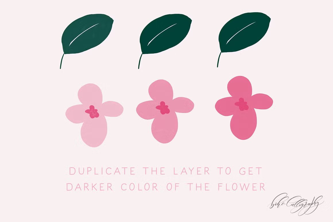 24种独特手绘花卉Procreate笔刷 Flowers & Leaves Procreate Stamps 笔刷资源 sucaiwan.com