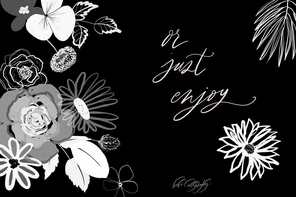 24种独特手绘花卉Procreate笔刷 Flowers & Leaves Procreate Stamps 笔刷资源 sucaiwan.com