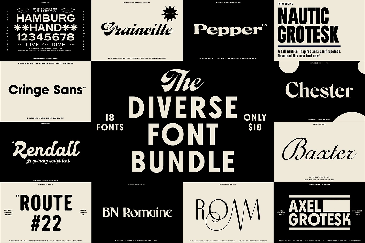 The Diverse Font Bundle 18种LOGO徽标网页设计印刷包装平面海报设计无衬线字体套装 设计素材 第1张-素材湾丨精选海外优质设计素材资源 The Diverse Font Bundle 18种LOGO徽标网页设计印刷包装平面海报设计无衬线字体套装 设计素材 sucaiwan.com