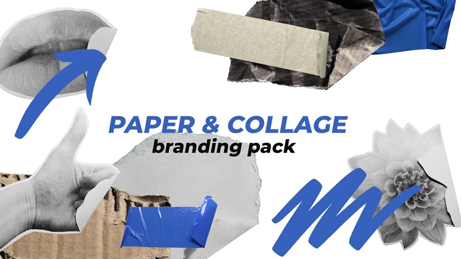 复古纸张胶带拼贴视频叠加标题动画转场过渡PR模板 Paper & Collage Branding Pack 影视音频 sucaiwan.com