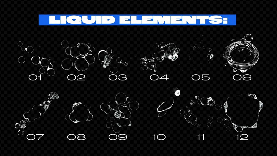 4K时尚3D液体玻璃Y2K元素视频开场转场过渡背景无缝循环动画套件AE模板 影视音频 sucaiwan.com