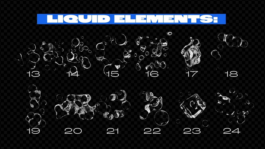 4K时尚3D液体玻璃Y2K元素视频开场转场过渡背景无缝循环动画套件AE模板 影视音频 sucaiwan.com