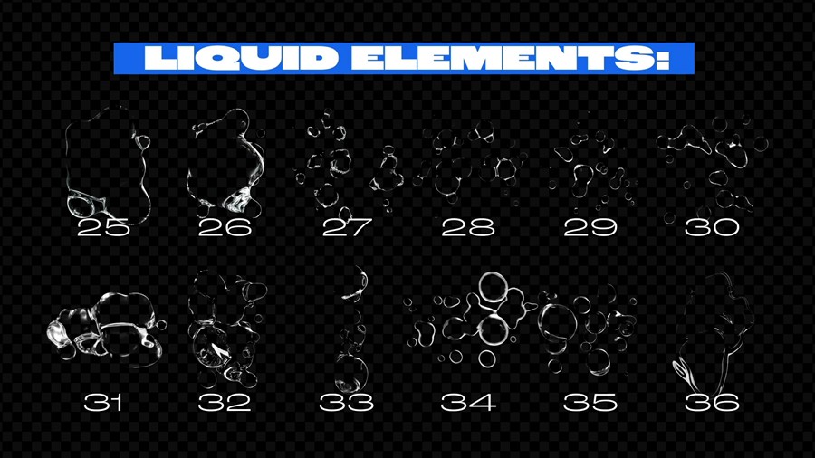 4K时尚3D液体玻璃Y2K元素视频开场转场过渡背景无缝循环动画套件AE模板 影视音频 sucaiwan.com