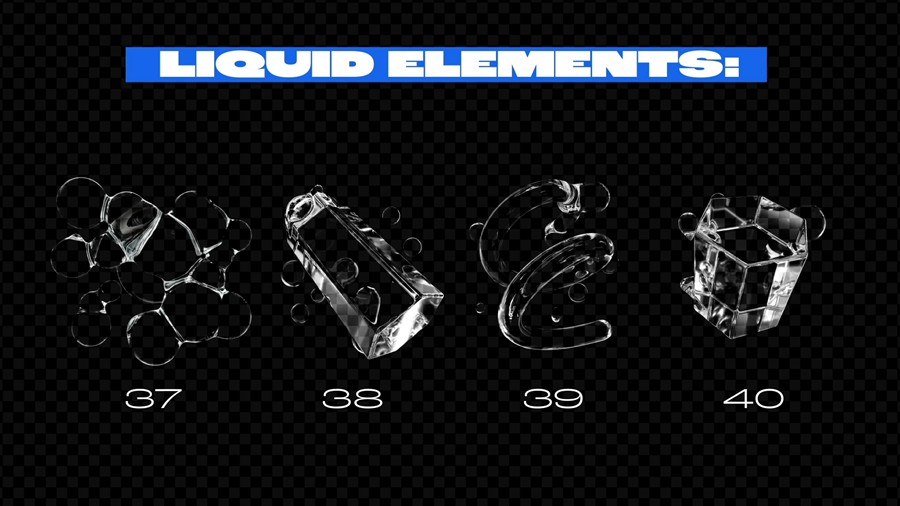 4K时尚3D液体玻璃Y2K元素视频开场转场过渡背景无缝循环动画套件AE模板 影视音频 sucaiwan.com