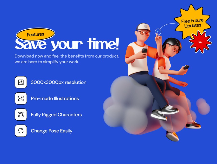 50+款卡通趣味创意多角度姿势青年男女人物3D插图图标设计Blender/PNG格式素材 3D Character Poses 图标素材 第2张-素材湾丨精选海外优质设计素材资源 50+款卡通趣味创意多角度姿势青年男女人物3D插图图标设计Blender/PNG格式素材 3D Character Poses 图标素材 sucaiwan.com