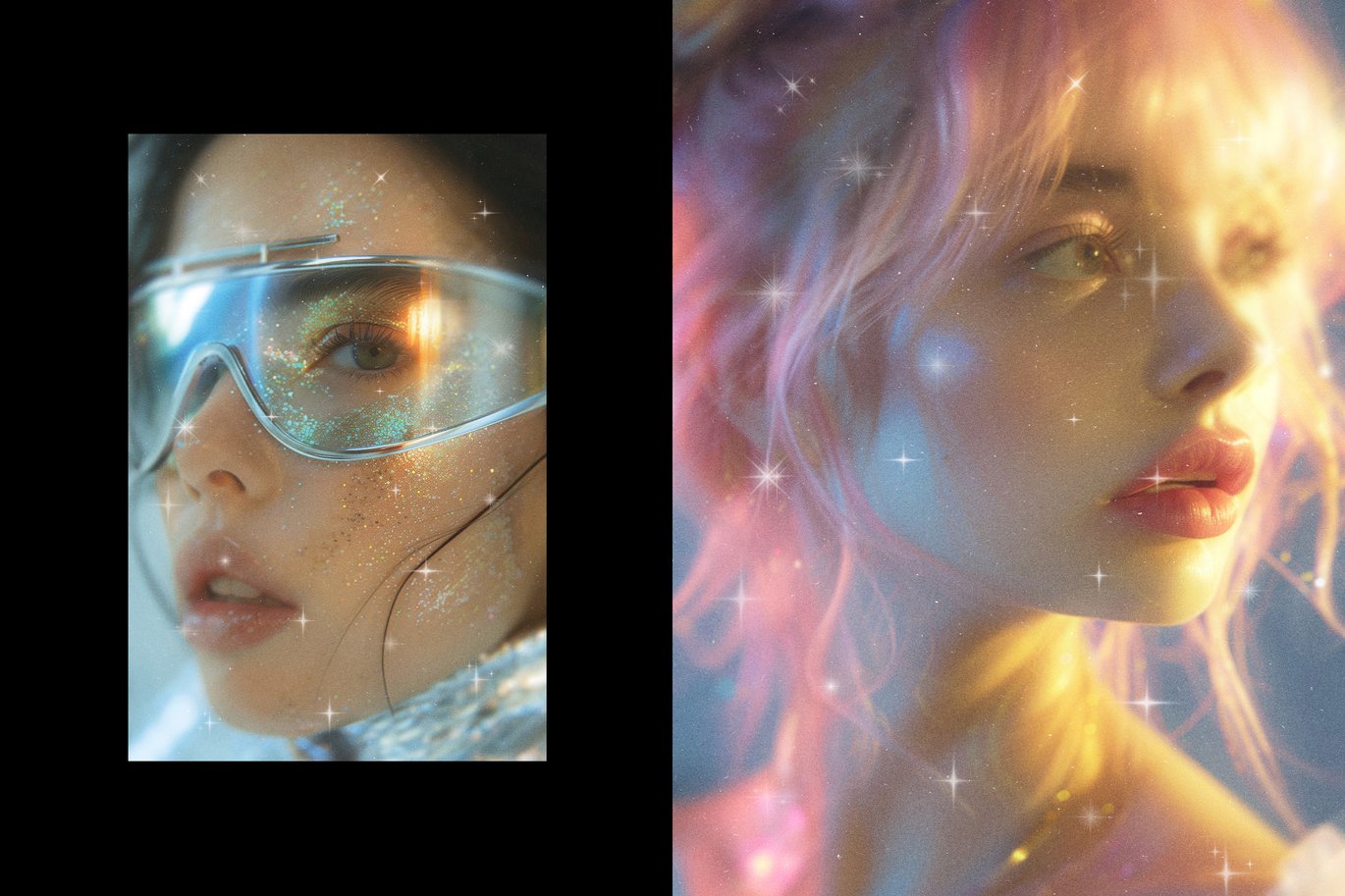 复古胶片颗粒Y2K梦幻朦胧星芒闪耀图片叠加滤镜PSD特效样机Dreamy Sparkle Photo Effect 插件预设 sucaiwan.com