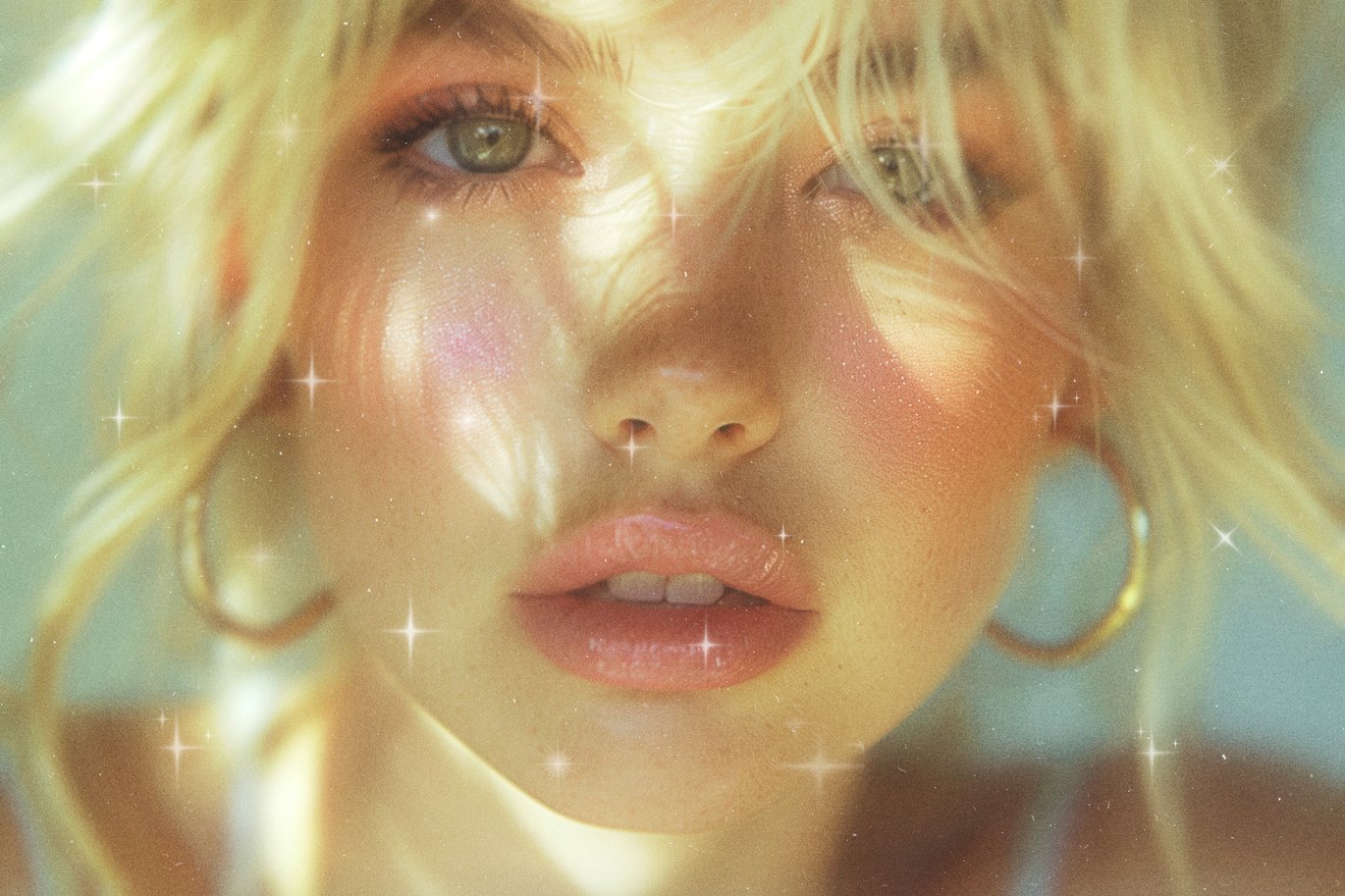 复古胶片颗粒Y2K梦幻朦胧星芒闪耀图片叠加滤镜PSD特效样机Dreamy Sparkle Photo Effect 插件预设 sucaiwan.com