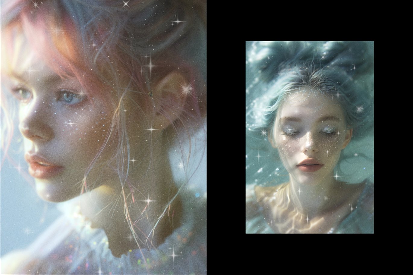 复古胶片颗粒Y2K梦幻朦胧星芒闪耀图片叠加滤镜PSD特效样机Dreamy Sparkle Photo Effect 插件预设 sucaiwan.com