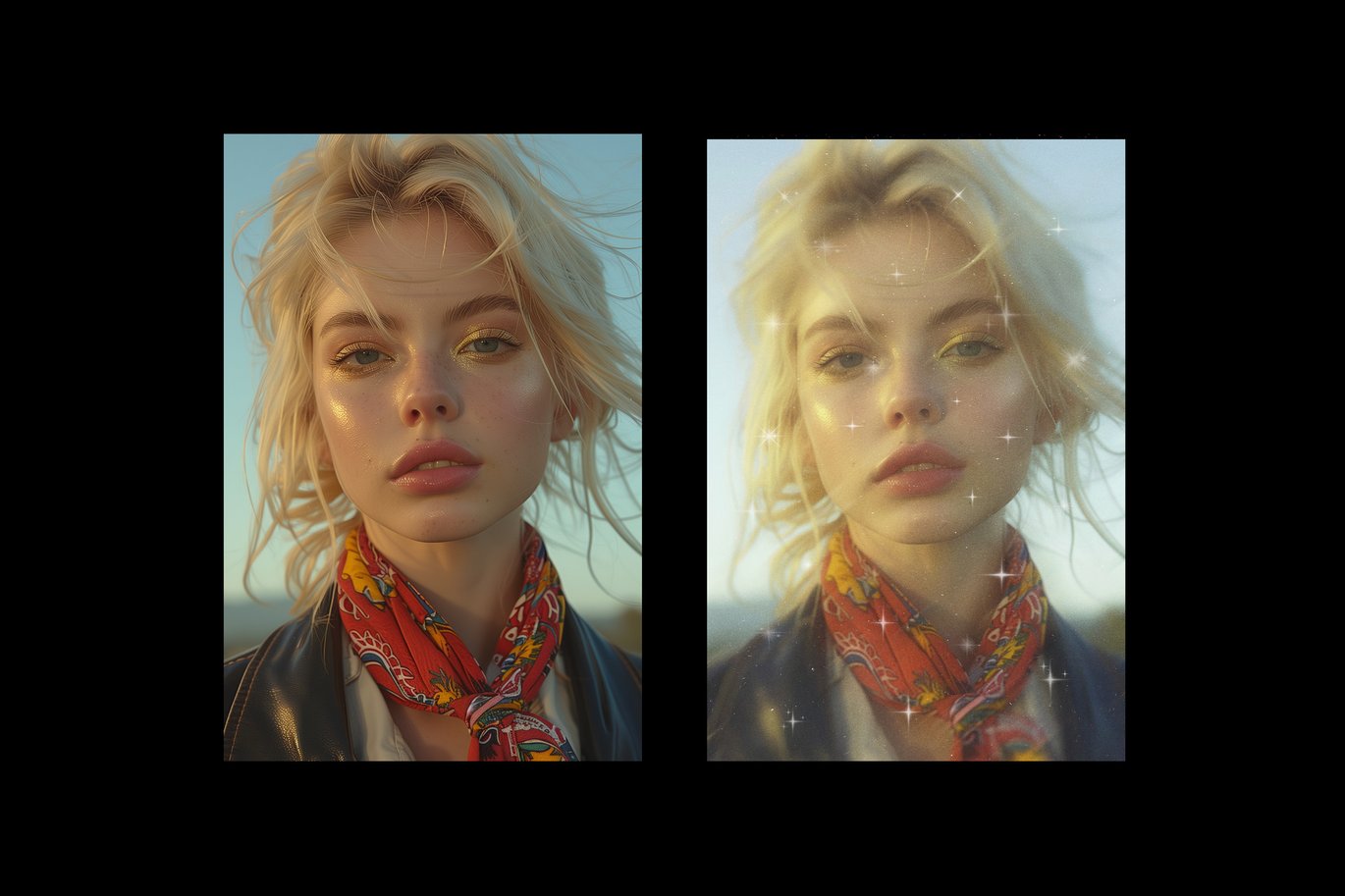 复古胶片颗粒Y2K梦幻朦胧星芒闪耀图片叠加滤镜PSD特效样机Dreamy Sparkle Photo Effect 插件预设 sucaiwan.com